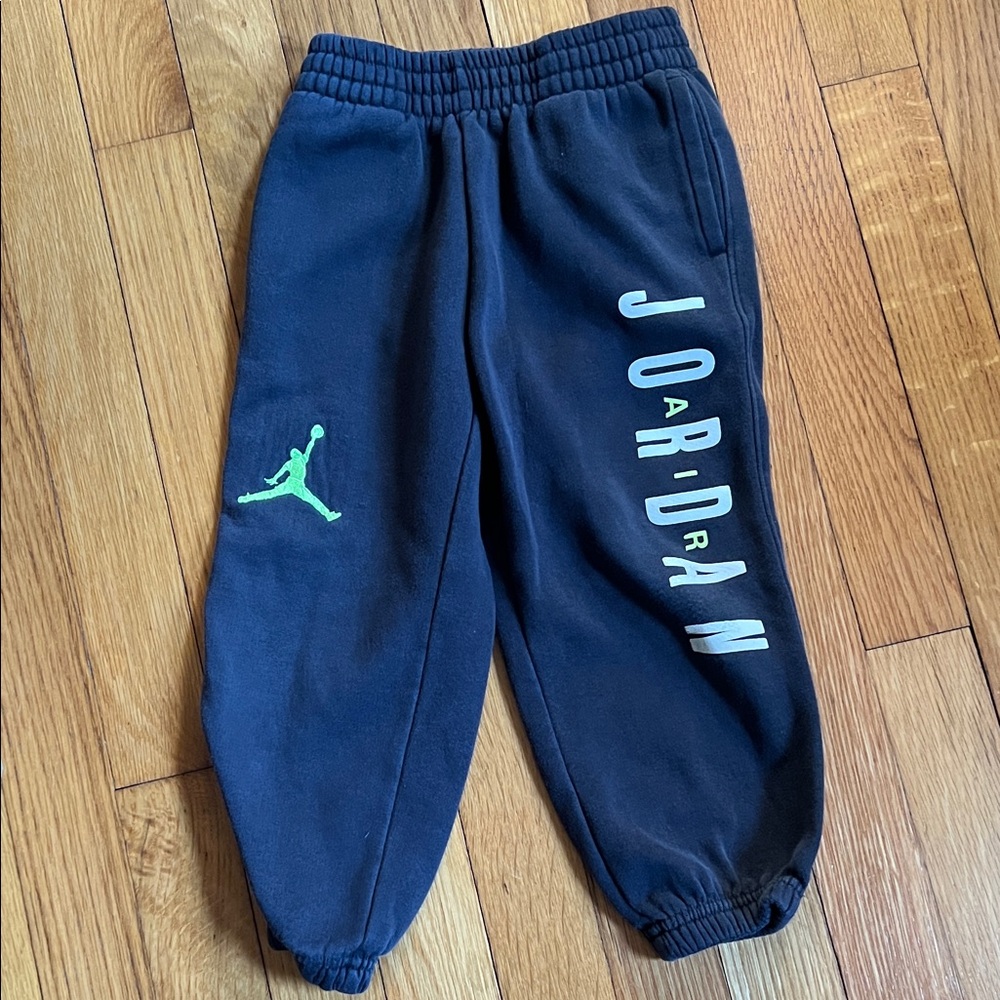 Jordan Kids Black Joggers with Neon Green Logo